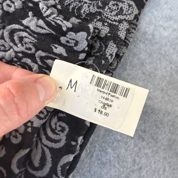 Black Gray Floral Patterned Womens Leggings OS One Size Stretch Tights Baselayer - Picture 11 of 13